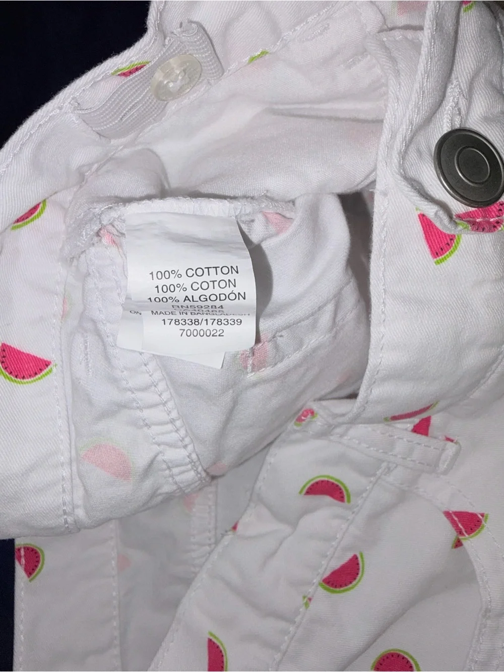 The Children's Place Girls Size 12 White Watermelon Print Cotton Shorts